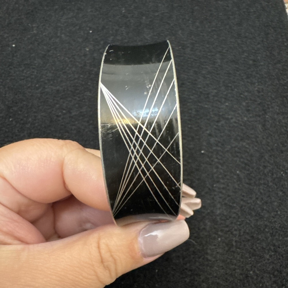 Jorgen Jensen 789 Danish vintage pewter wide geometric open oval bangle bracelet
